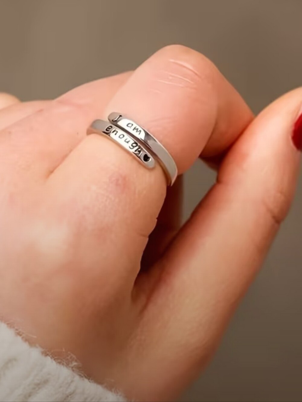 2/16🎈 Minimalist Engraved "You Are Enough" Adjustable Ring